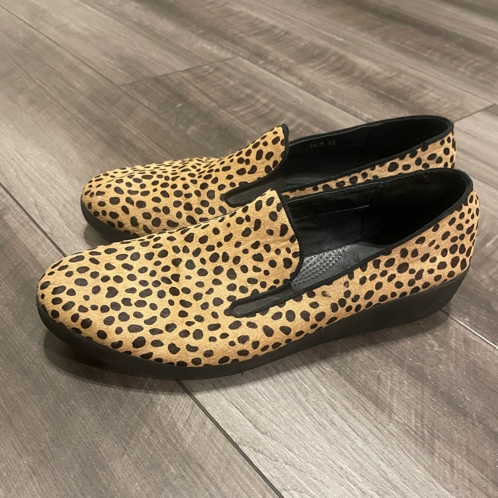 Fitflop Leather Leopard Print Slip-On Shoes Size Eur 42/9.5 US - Picture 2 of 9